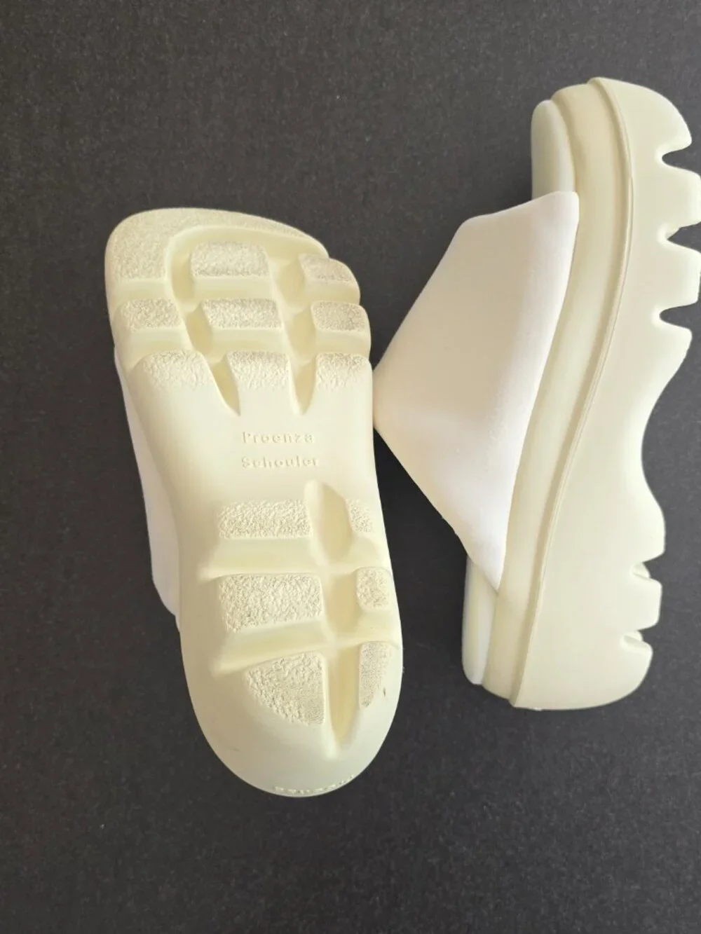 Proenza Schouler Storm White Neoprene Platform Slides